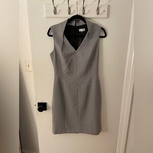 Tahari ASL Black and White Checkered Midi Dress